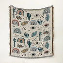 Bohemian floral celestial woven throw blanket living room fringed tapestry