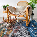 Bohemian floral celestial woven throw blanket living room fringed tapestry