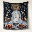 Bohemian floral celestial woven throw blanket living room fringed tapestry