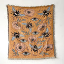 Bohemian floral celestial woven throw blanket living room fringed tapestry