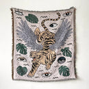 Bohemian floral celestial woven throw blanket living room fringed tapestry