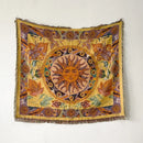 Bohemian floral celestial woven throw blanket living room fringed tapestry