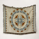 Bohemian floral celestial woven throw blanket living room fringed tapestry