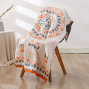 Bohemian floral cotton bath towel orange & teal bathroom wrap