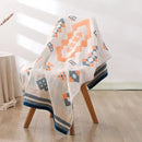 Bohemian floral cotton bath towel orange & teal bathroom wrap