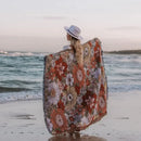 Bohemian floral leisure blanket rust and cream living room throw