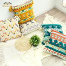 Bohemian floral throw pillow cover with tassels for living room