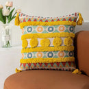 Bohemian floral throw pillow cover with tassels for living room