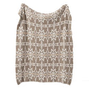 Bohemian flower knitted throw blanket cream floral bedroom decor