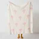 Bohemian flower knitted throw blanket cream floral bedroom decor