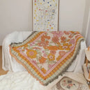 Bohemian flowers woven sofa blanket living room fringed throw