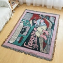 Bohemian flowers woven sofa blanket living room fringed throw