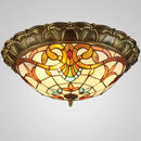 Bohemian glass ceiling light amber stained glass bedroom lamp