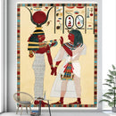 Bohemian gold & red egyptian mural tapestry bedroom yoga mat