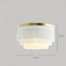Bohemian gold tiered chandelier gray & golden fringe bedroom light