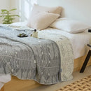 DecorBites™ Bohemian Cotton Throw Blanket - Four Layer Gauze Bedspread with Tassel Detail