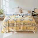DecorBites™ Bohemian Cotton Throw Blanket - Four Layer Gauze Bedspread with Tassel Detail
