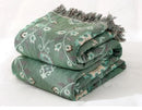 Bohemian green floral cotton throw blanket living room bed cover