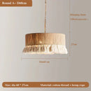 Bohemian hemp rope tassel pendant light for dining room 3 pack