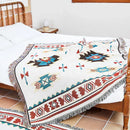 Bohemian jacquard sofa blanket pastoral autumn scene living room