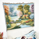 Bohemian jacquard sofa blanket pastoral autumn scene living room