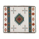 Bohemian knit throw blanket red & blue geometric living room decor