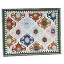 Bohemian knit throw blanket red & blue geometric living room decor