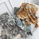 Bohemian knitted blanket earthy tones bedroom throw with tassels