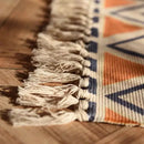 Bohemian linen plaid cotton weave rug orange & navy living room runner