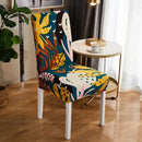 Bohemian mandala stretch chair cover navy & gold dining room slipcover