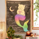 Bohemian moon cat wall art rainbow mermaid tapestry bedroom decor