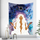 Bohemian moon tarot tapestry blue and purple bedroom wall art
