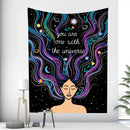 Bohemian moon tarot tapestry blue and purple bedroom wall art