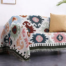 Bohemian multicolored geometric tassel sofa cover living room blanket