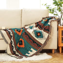 Bohemian orange geometric woven throw blanket bedroom decor