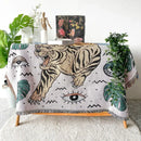 Bohemian outdoor blanket gray tiger tapestry rug living room throw