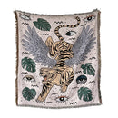 Bohemian outdoor blanket gray tiger tapestry rug living room throw