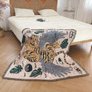 Bohemian outdoor blanket gray tiger tapestry rug living room throw