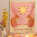 Bohemian pink & cream leopard tapestry wall hanging bedroom decor