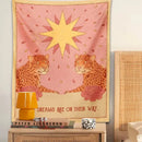 Bohemian pink & cream leopard tapestry wall hanging bedroom decor