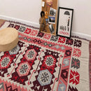Bohemian pink & red knitted cotton throw blanket bedroom decor