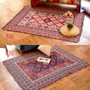 Bohemian pink & red knitted cotton throw blanket bedroom decor