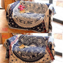 Bohemian pink & red knitted cotton throw blanket bedroom decor