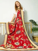 Bohemian red cotton thread knitted throw blanket for living room