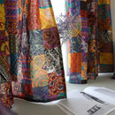 Bohemian retro purple & yellow cotton linen curtains living room