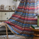 Bohemian retro purple & yellow cotton linen curtains living room