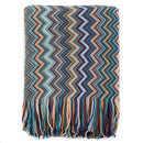 Bohemian stripe throw blanket – living room multicolored knit fringed