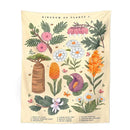 Bohemian teal botanical wildflower reference chart bedroom wall hanging