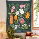 Bohemian teal botanical wildflower reference chart bedroom wall hanging