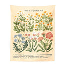 Bohemian teal botanical wildflower reference chart bedroom wall hanging